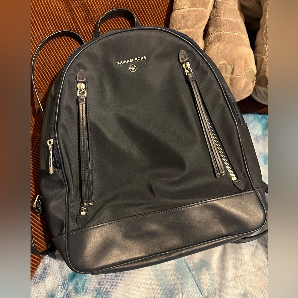 Michael Kors Brooklyn nylon navy backpack NWT